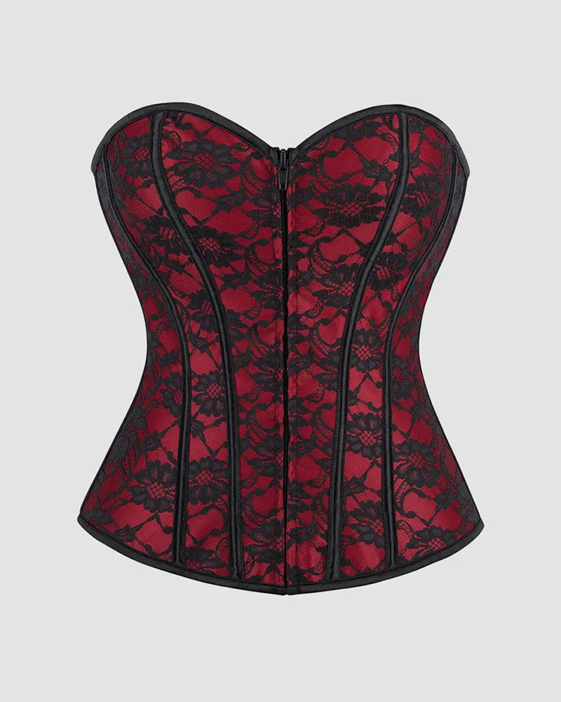 1950s 12 Boned Cotton Laceless Dark Red Corset