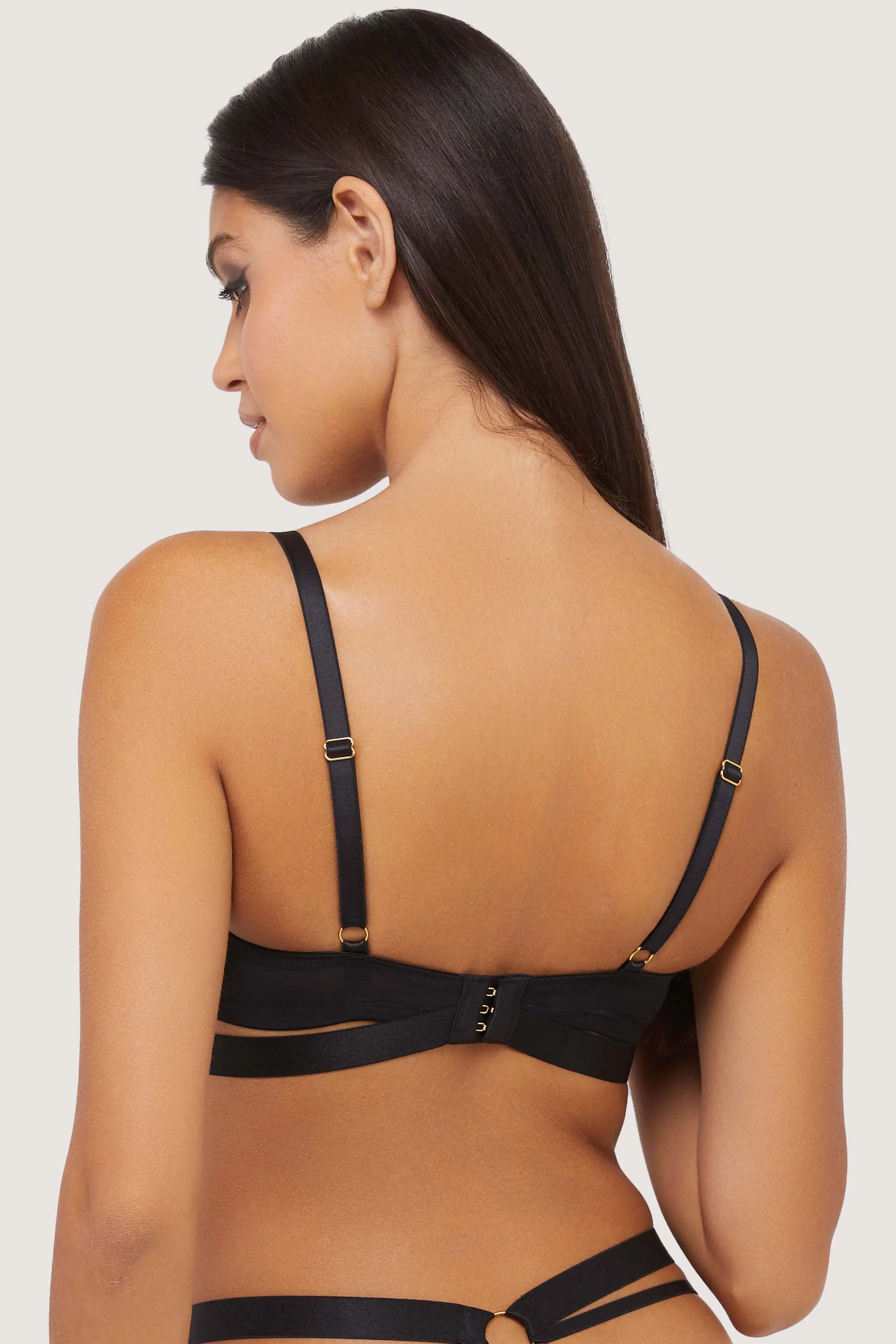 Alexa Black Mesh Overlay Thick Strap Bra