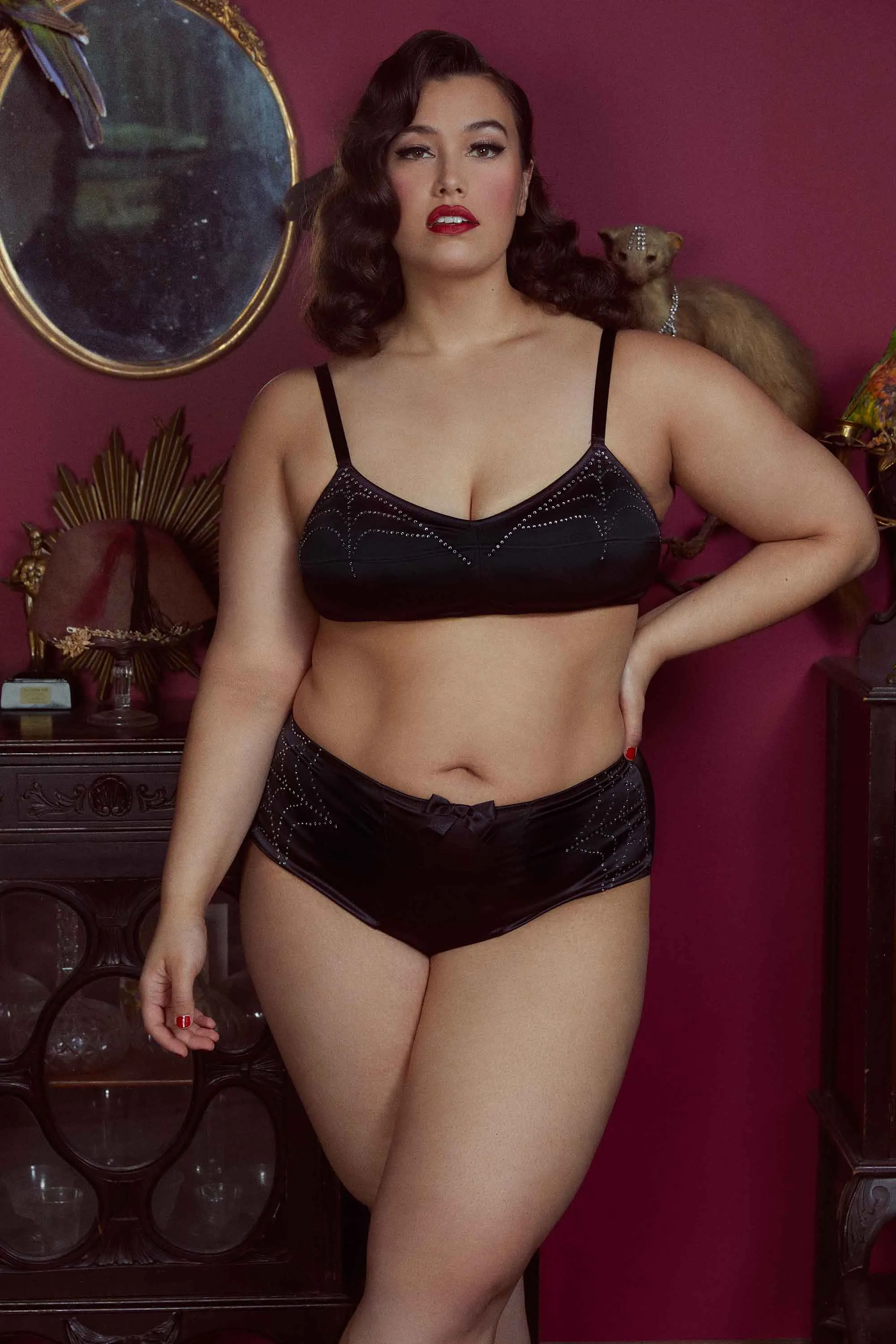 Annabelle Diamante Spiderweb Black Bra
