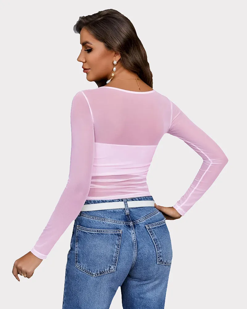 Asymmetrical Neck Sheer Crop Top