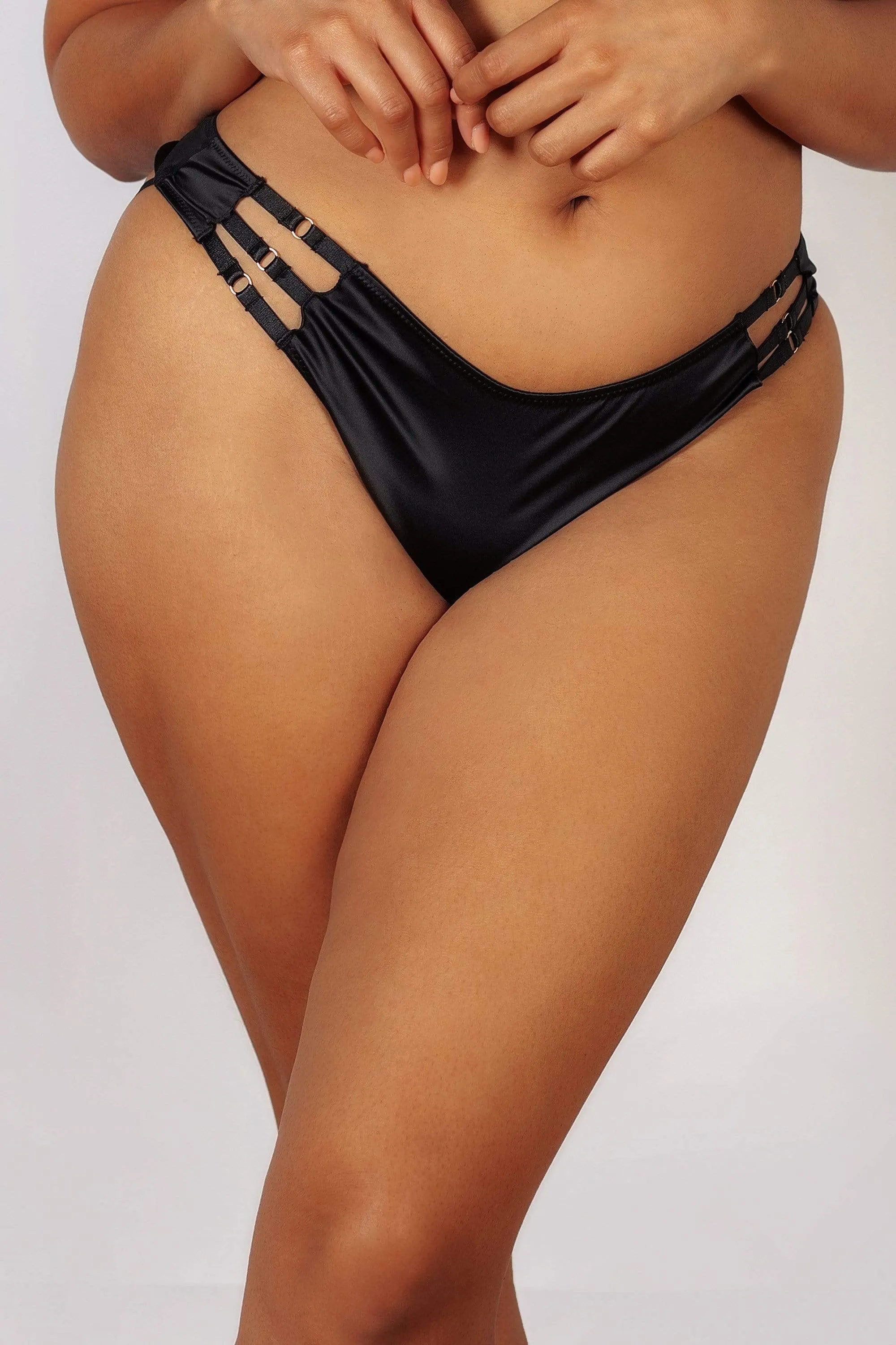 Ava Black Strappy Open Back Brief