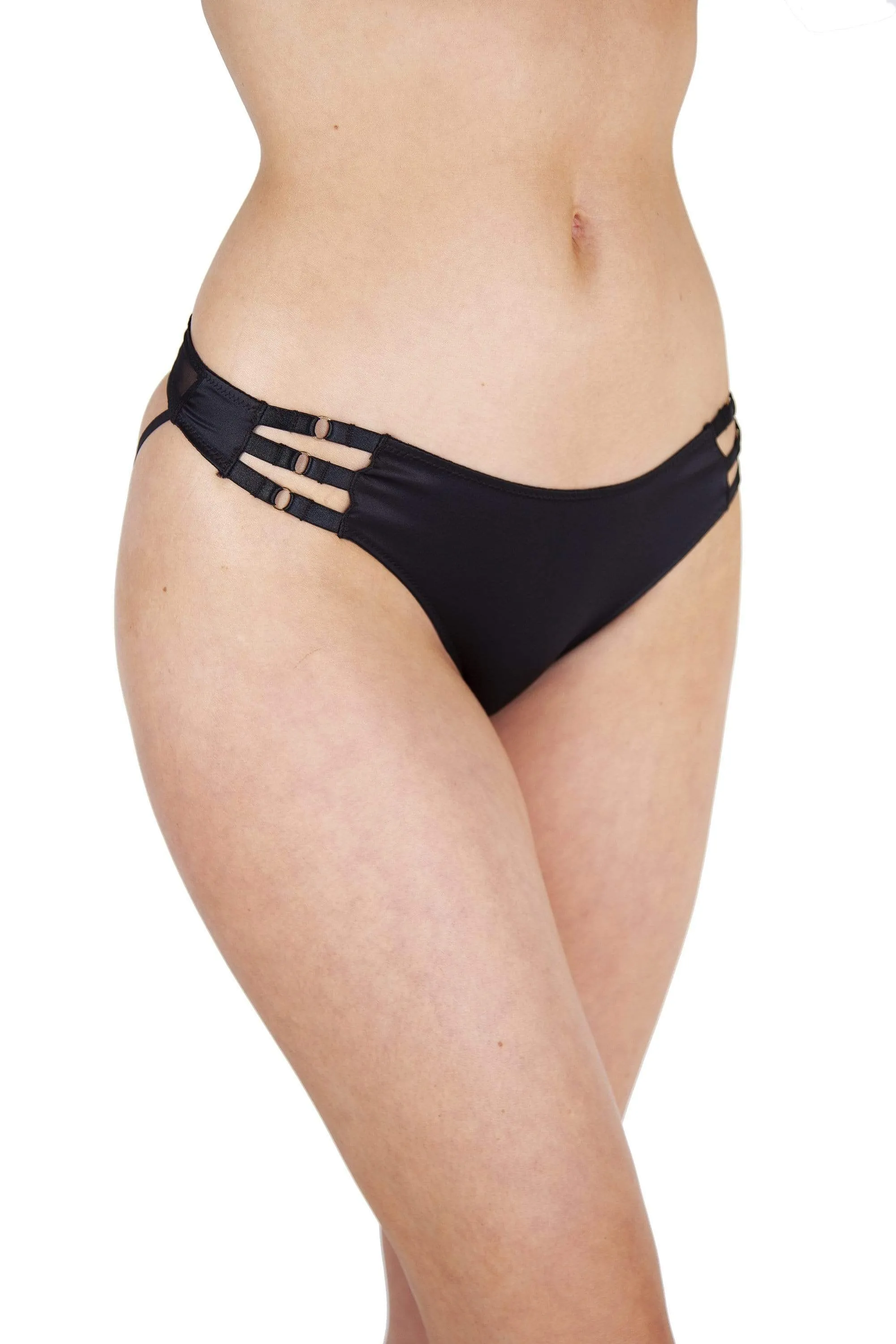 Ava Black Strappy Open Back Brief