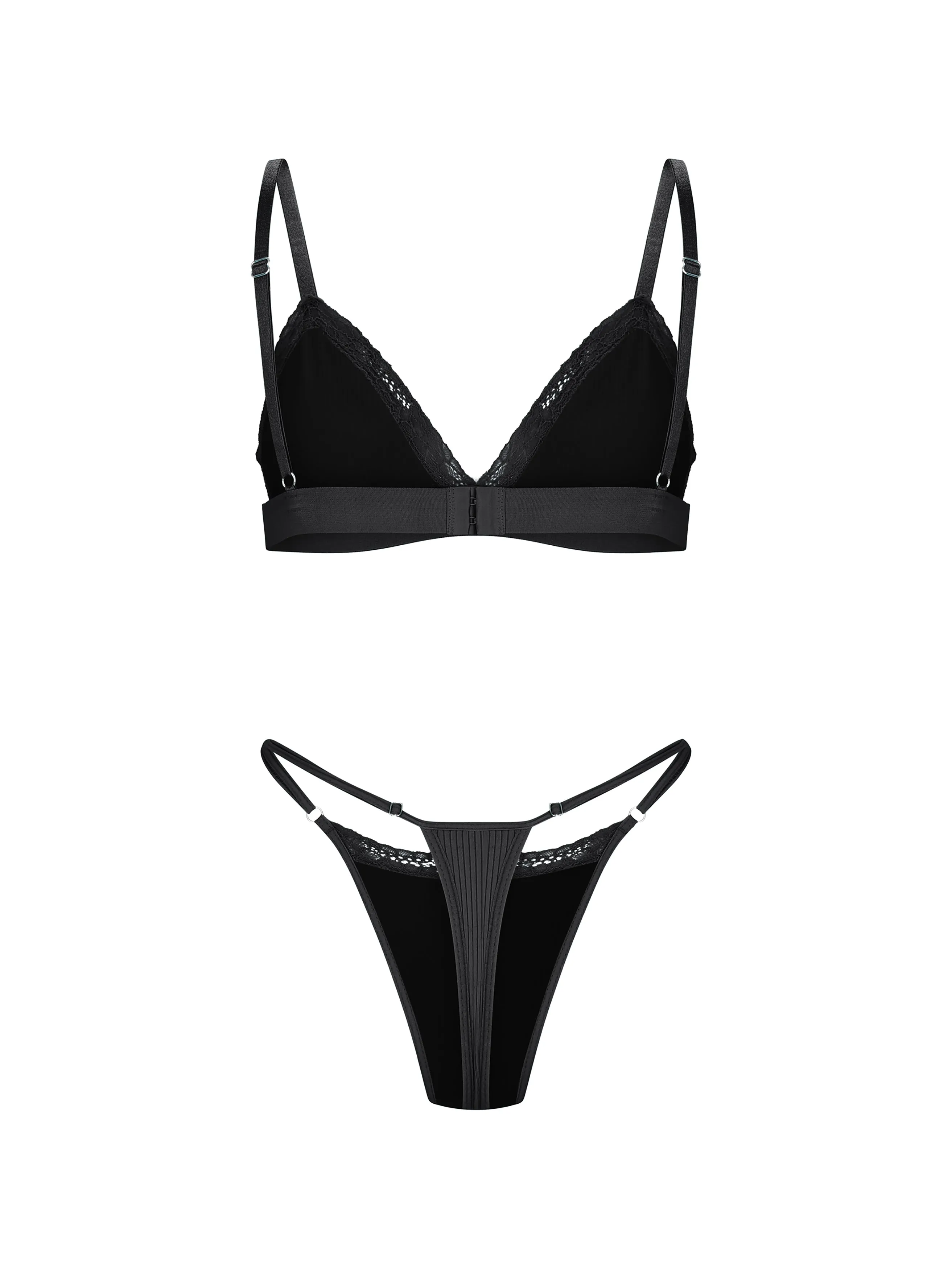 Basic Ribbed Laced Set- Black