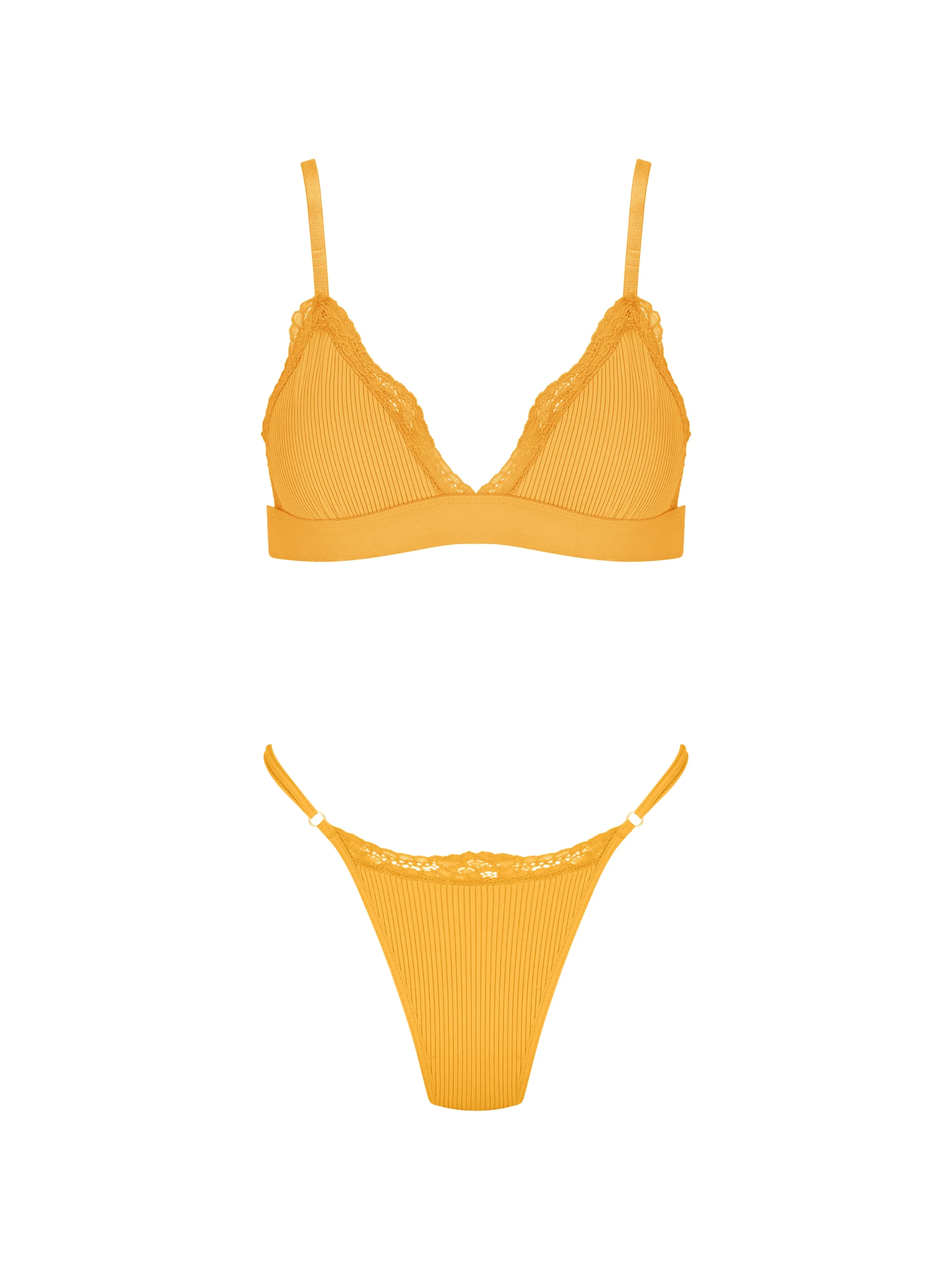 Basic Ribbed Laced Set- Mustard