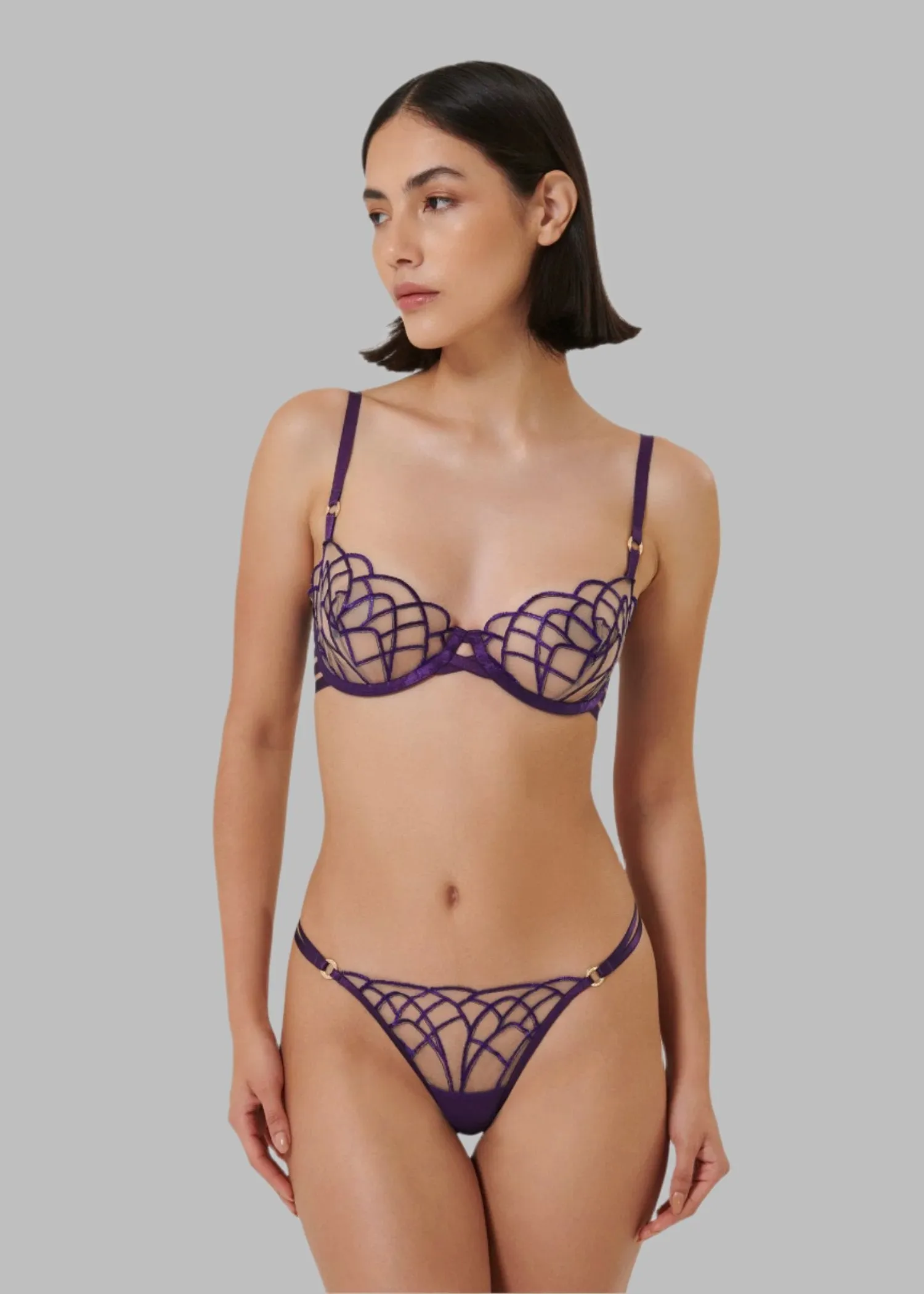 Beatrix Thong (Acai Purple/Sheer)