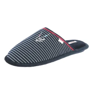 Blue and white striped children's slippers
