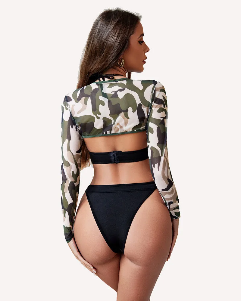 Bodysuit Buckle Shrug Crop Top Set