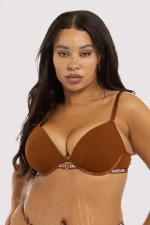 Branded Ribbed Chocolate Bra