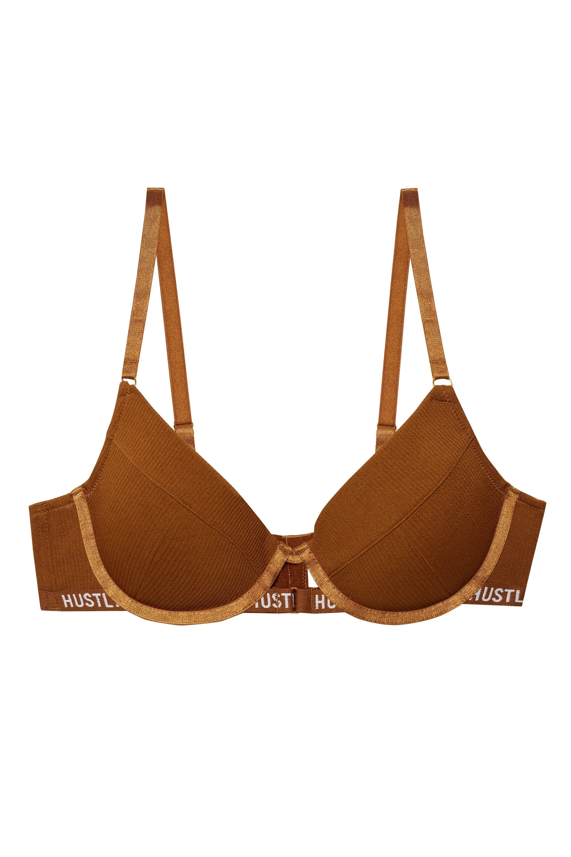 Branded Ribbed Chocolate Bra