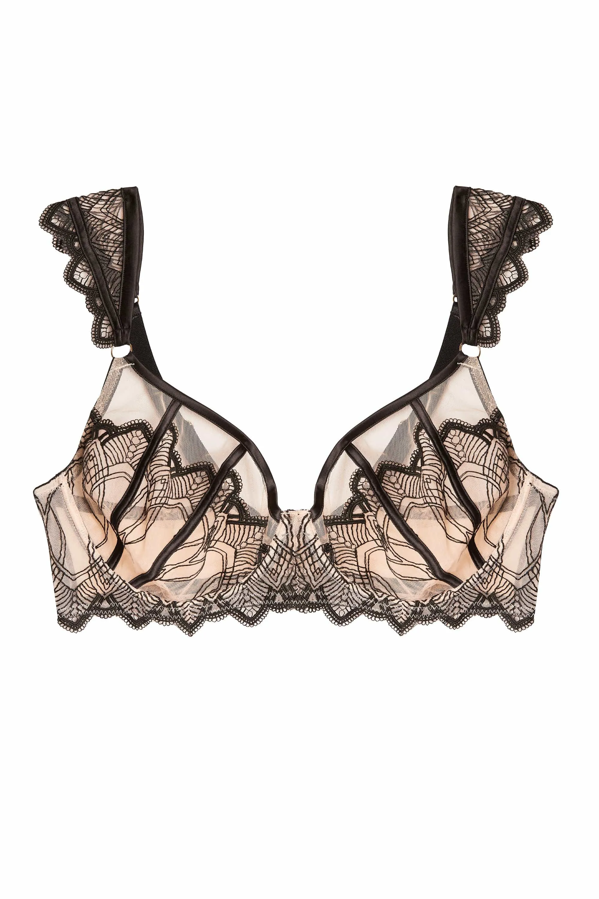 Clara Latte And Black Lace Harness and Bra