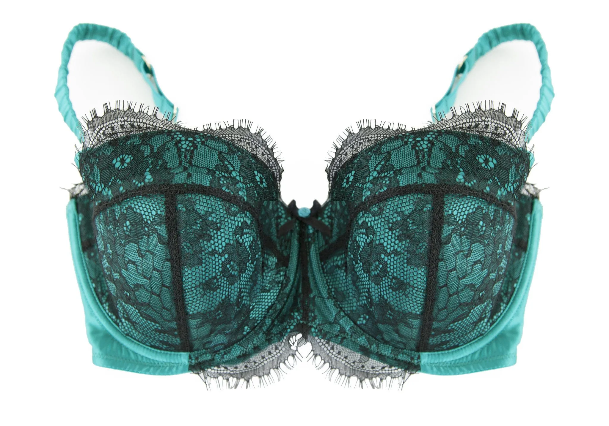 Cordelia Emerald Lace Overlay Bra DD  Cups