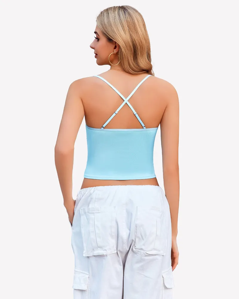 Cowl Neck Tops Mesh Ruched Camisole