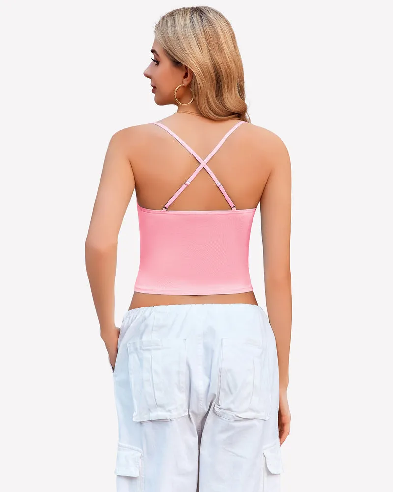 Cowl Neck Tops Mesh Ruched Camisole