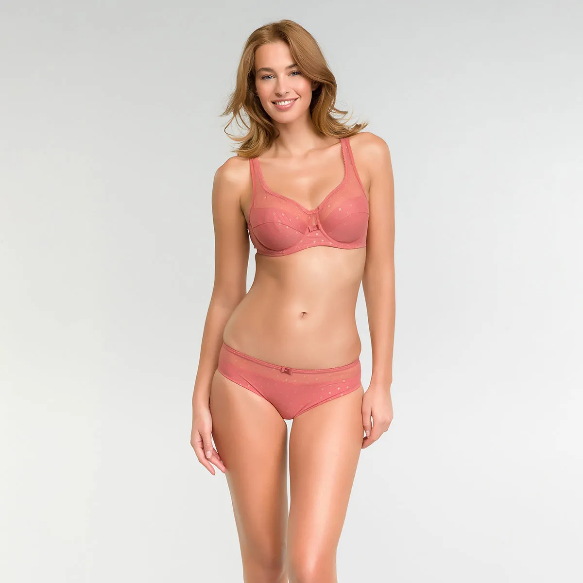 Culotte femme microfibre rose imprimé plumetis doré - Dim Generous