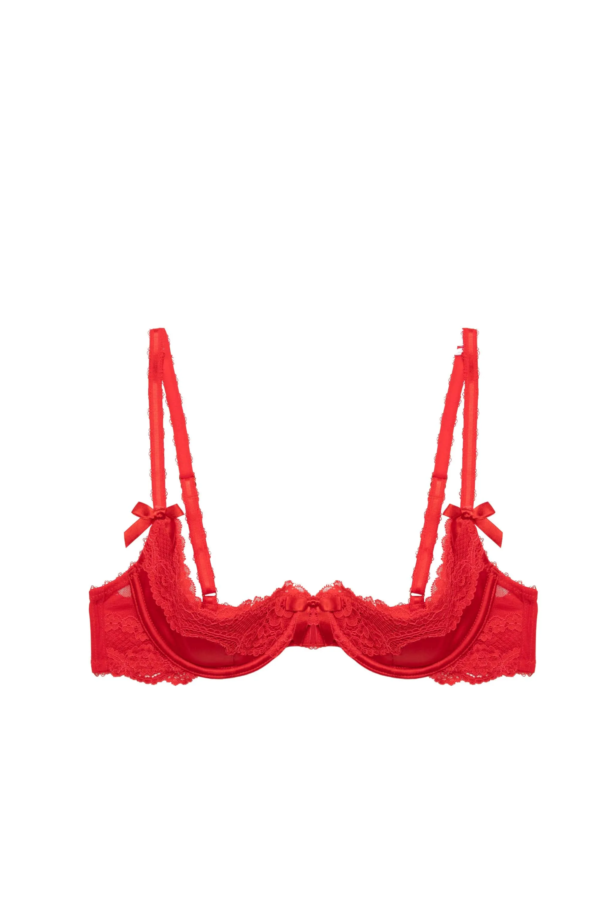 Eliza Red Lace Trim Quarter Cup Bra