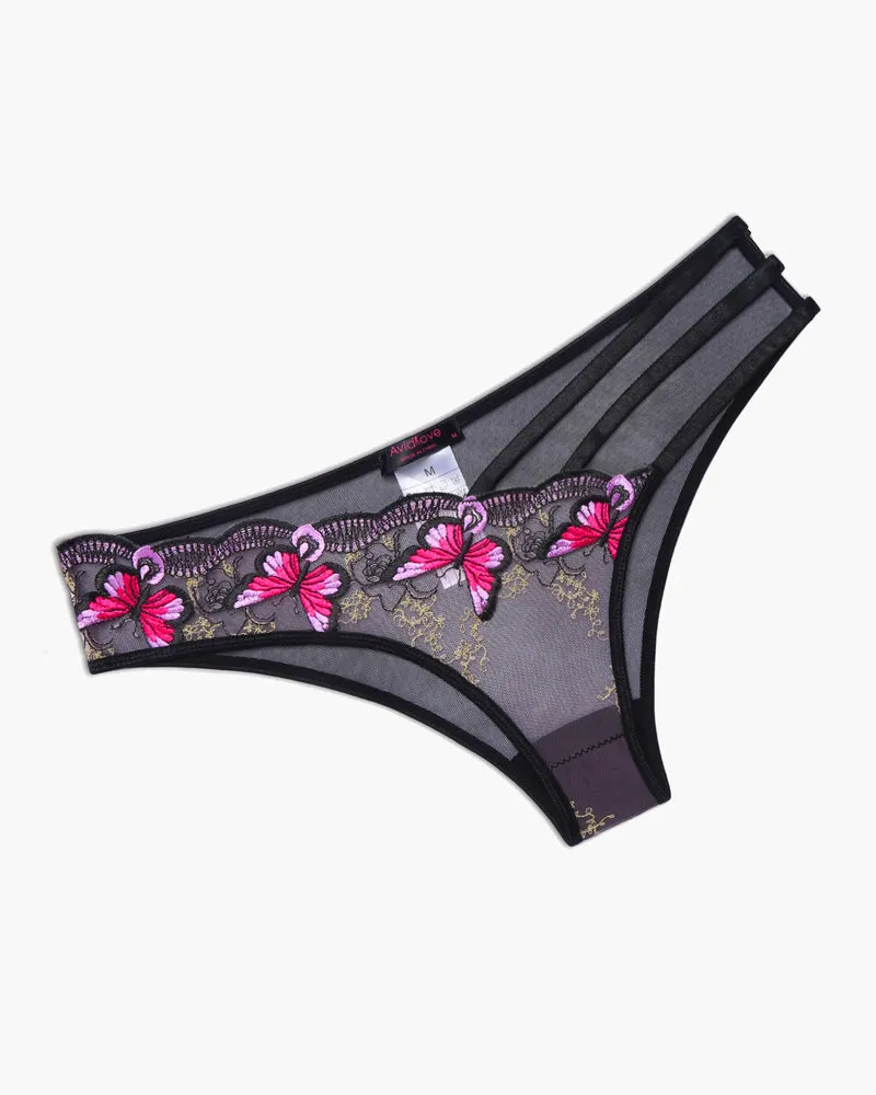 Embroidered Mesh Panties