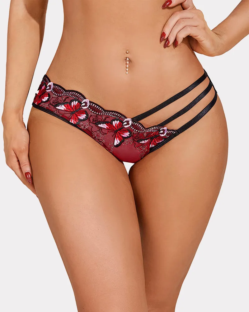 Embroidered Mesh Panties