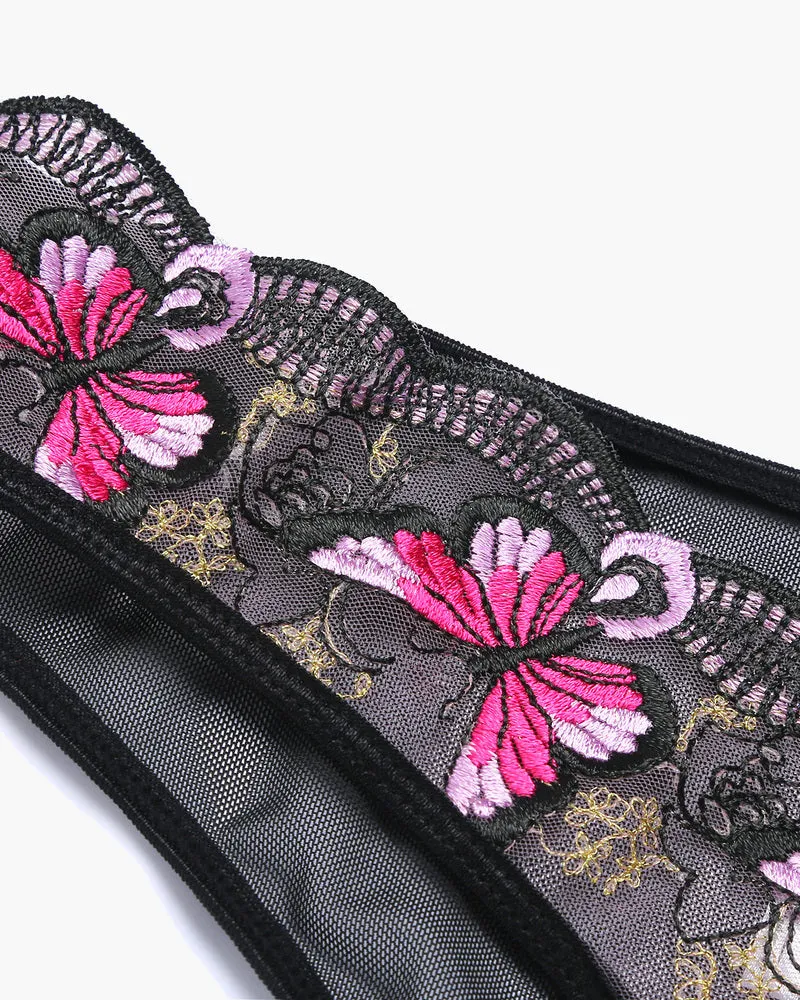 Embroidered Mesh Panties
