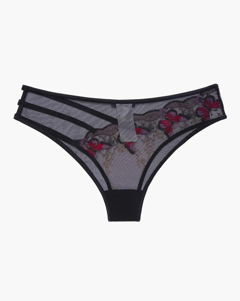 Embroidered Mesh Panties