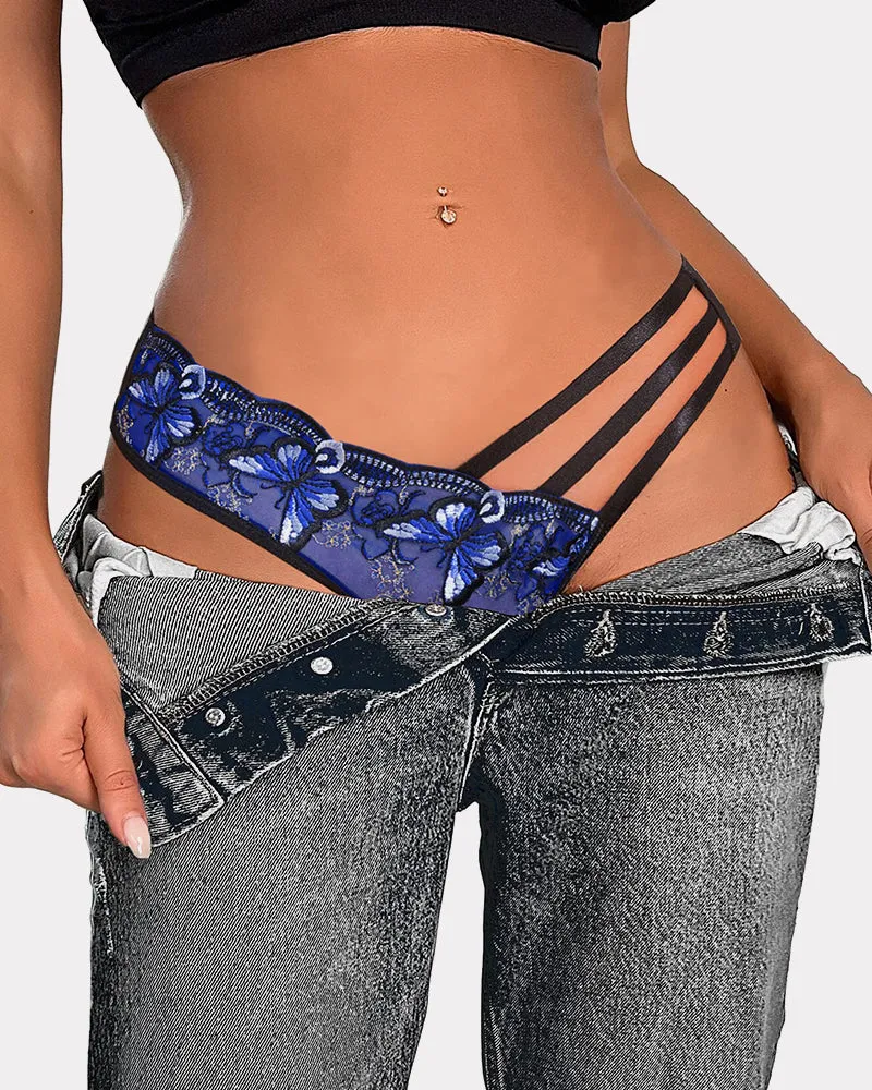 Embroidered Mesh Panties