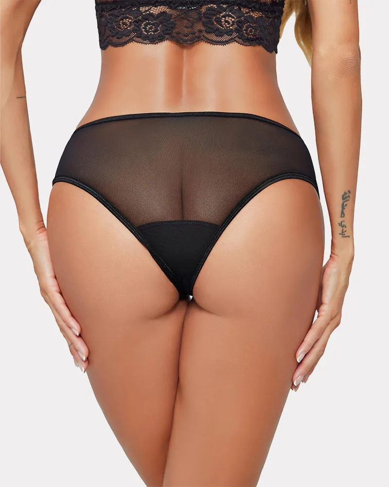 Embroidered Mesh Panties