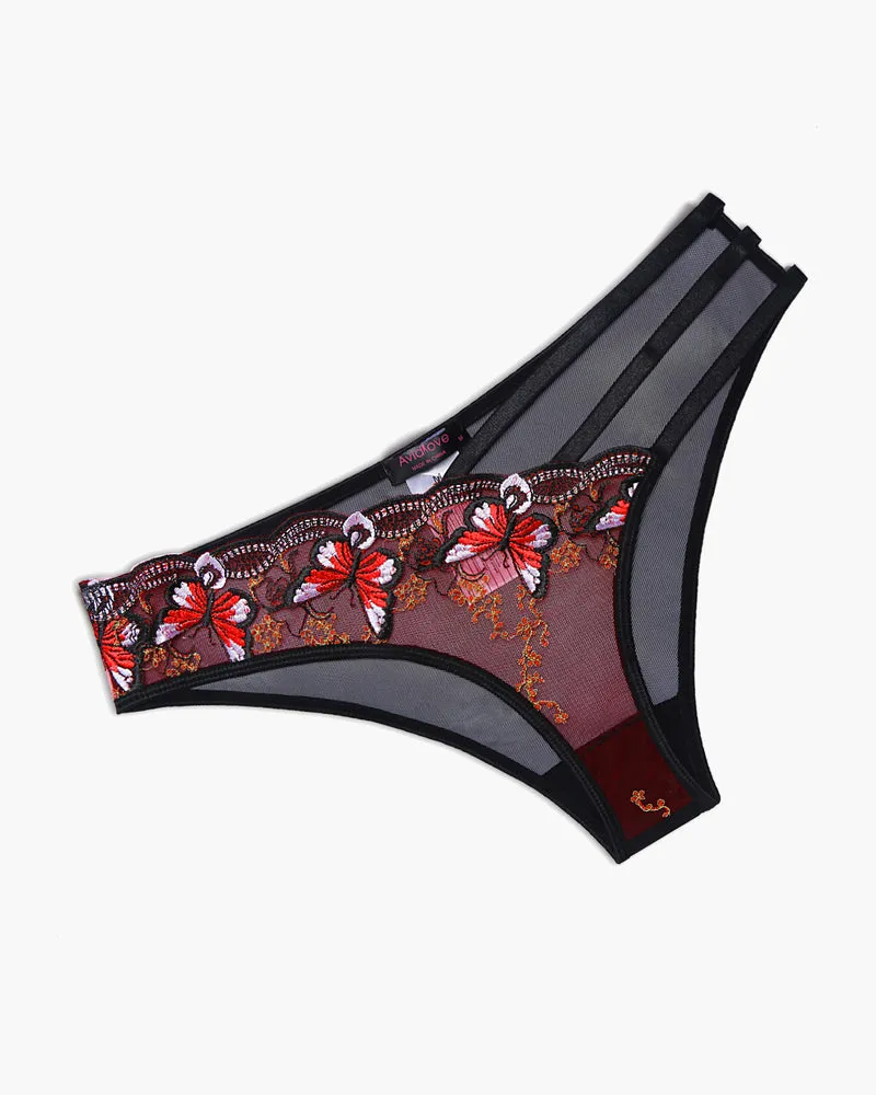 Embroidered Mesh Panties