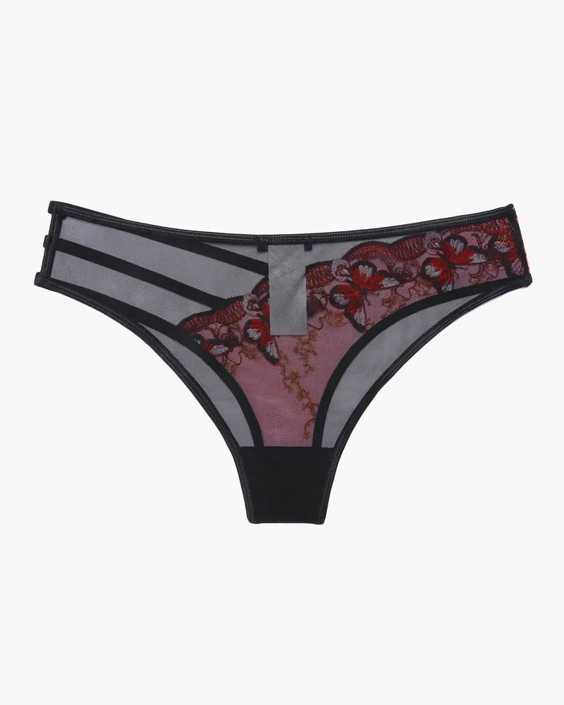 Embroidered Mesh Panties