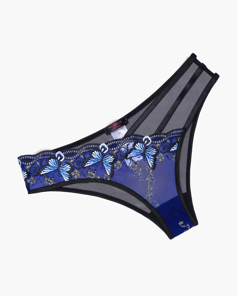 Embroidered Mesh Panties