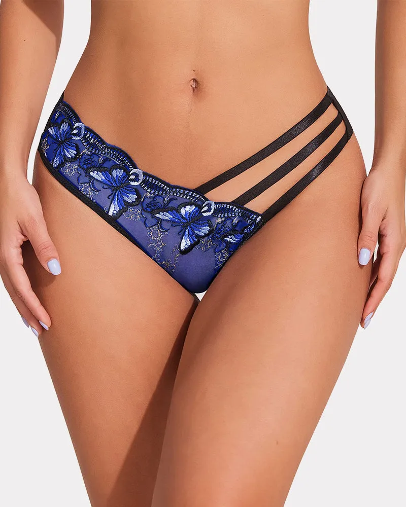 Embroidered Mesh Panties