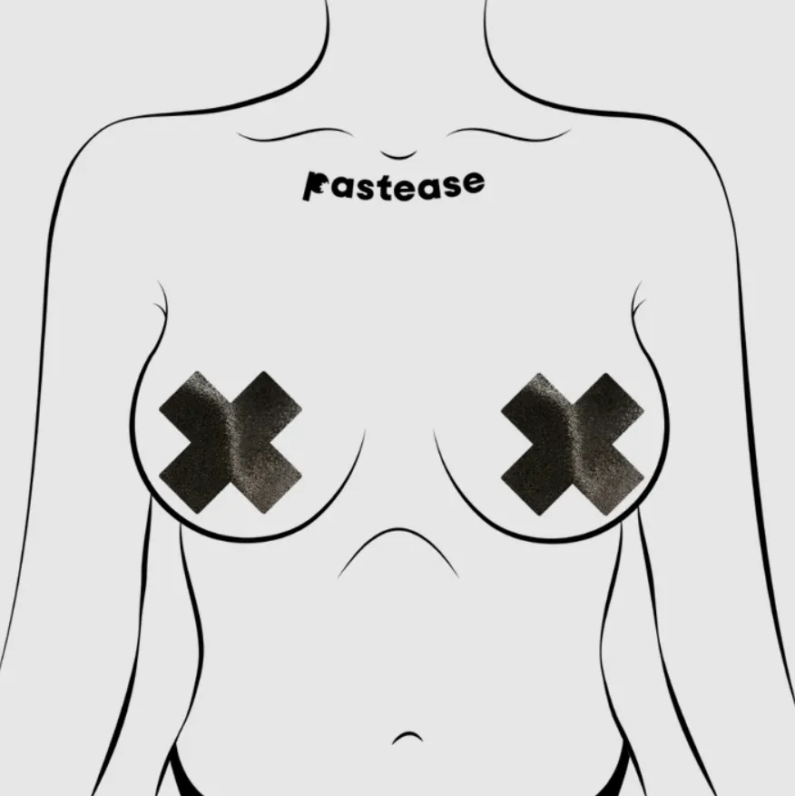 Everyday Reusable: Liquid Black Cross Reusable Nipple Pasties