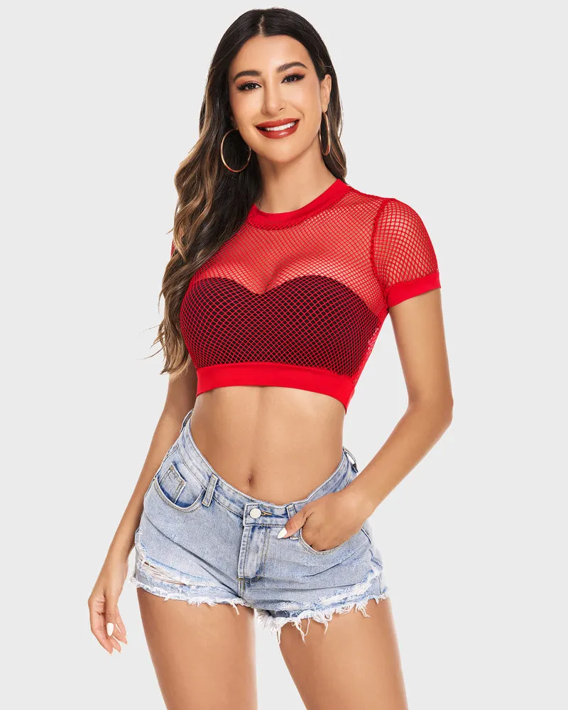 Fishnet Crop Top Short Sleeve Shirt (DE Only)