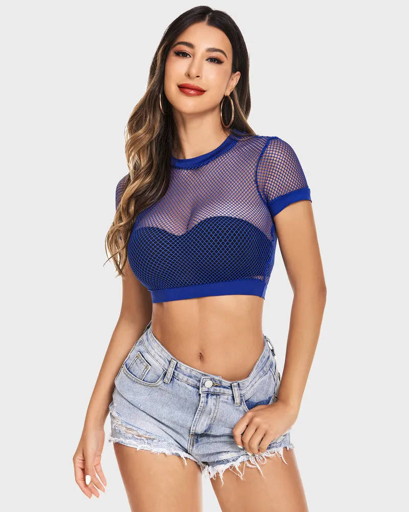Fishnet Crop Top Short Sleeve Shirt (DE Only)