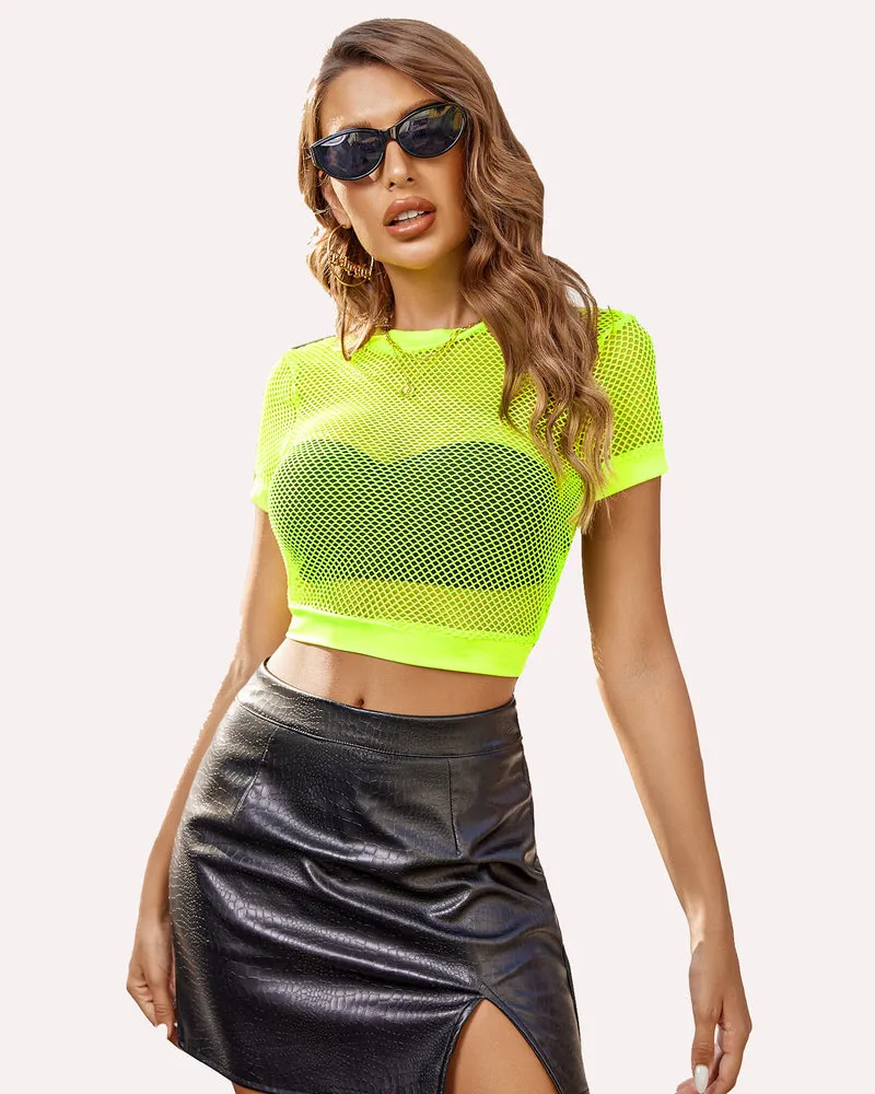 Fishnet Crop Top Short Sleeve Shirt (DE Only)