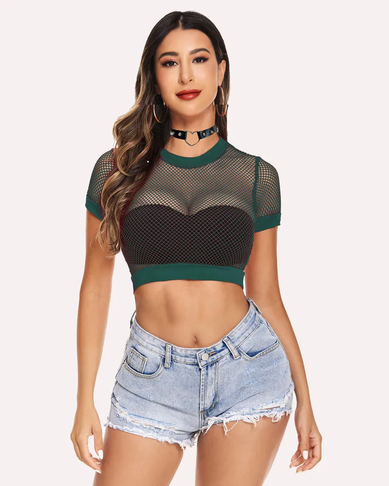 Fishnet Crop Top Short Sleeve Shirt (DE Only)