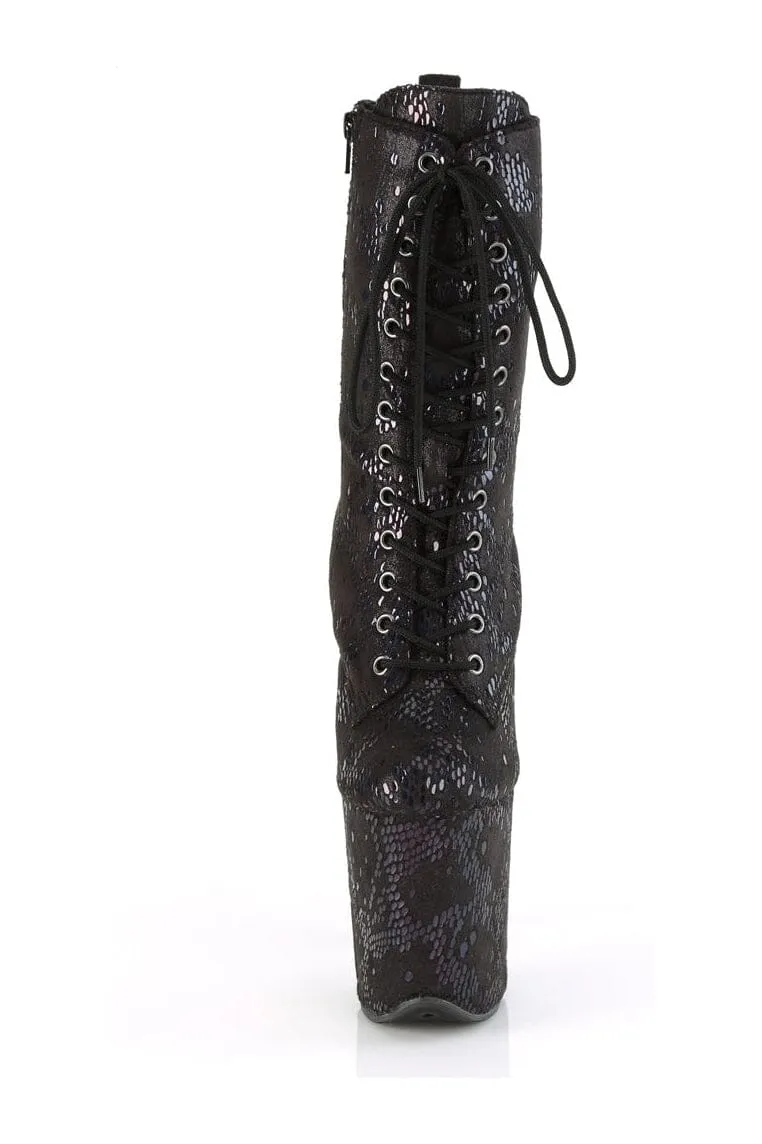 FLAMINGO-1040SPF Black Faux Snake Ankle Boot