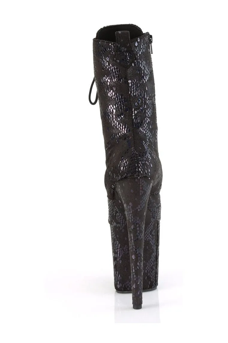 FLAMINGO-1040SPF Black Faux Snake Ankle Boot