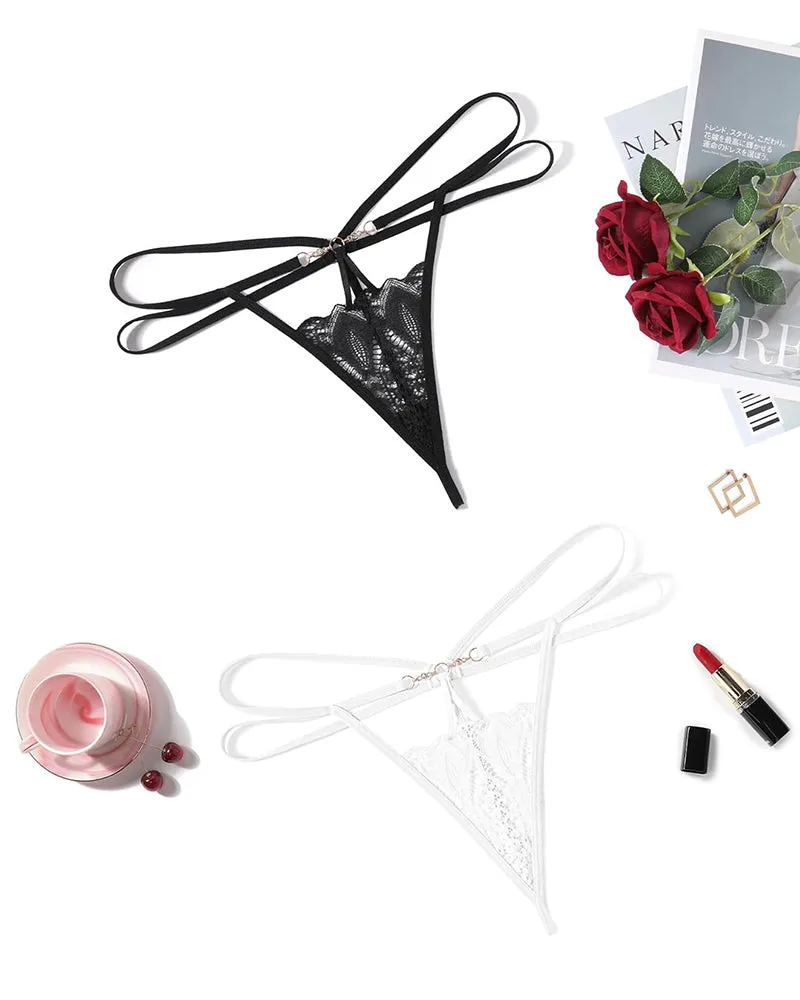 Floral Lace Briefs Hollow Out Thong Panty