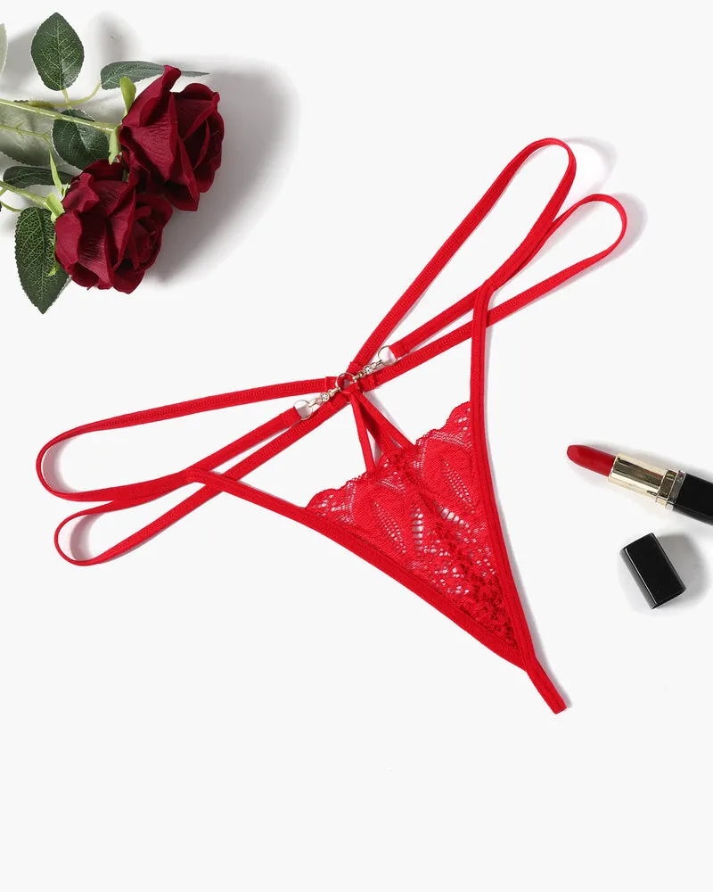 Floral Lace Briefs Hollow Out Thong Panty