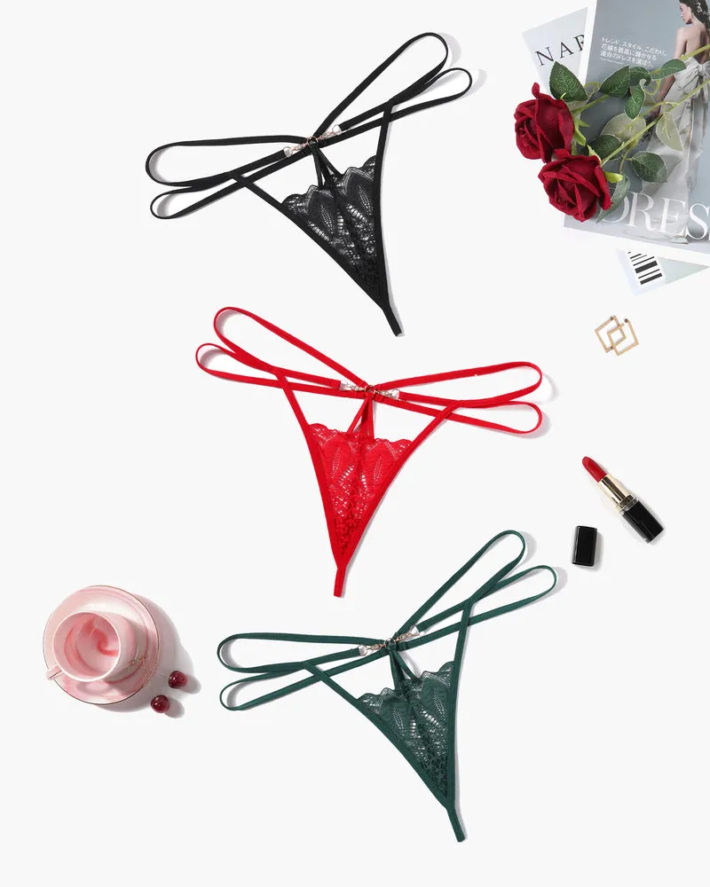 Floral Lace Briefs Hollow Out Thong Panty