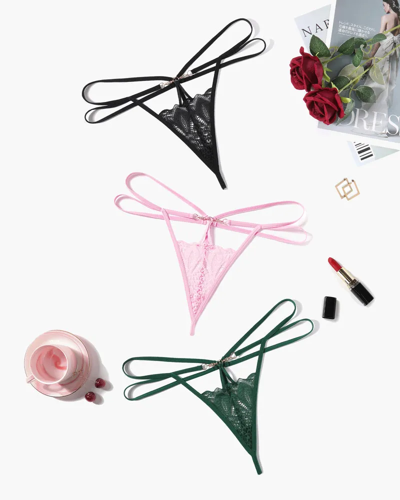 Floral Lace Briefs Hollow Out Thong Panty