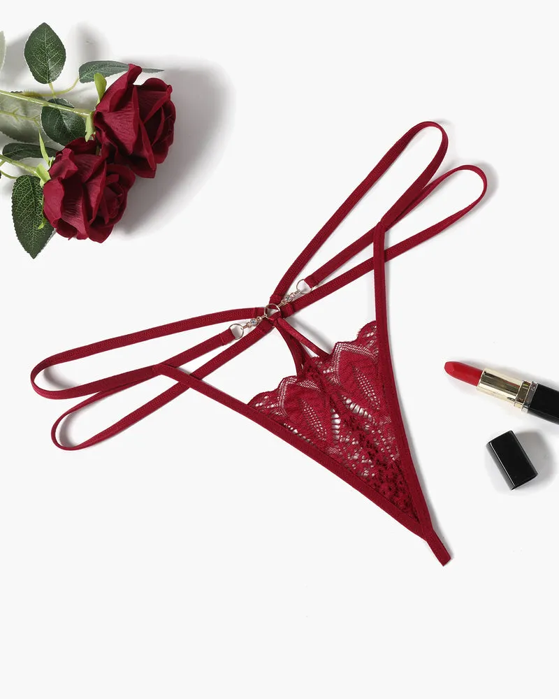 Floral Lace Briefs Hollow Out Thong Panty