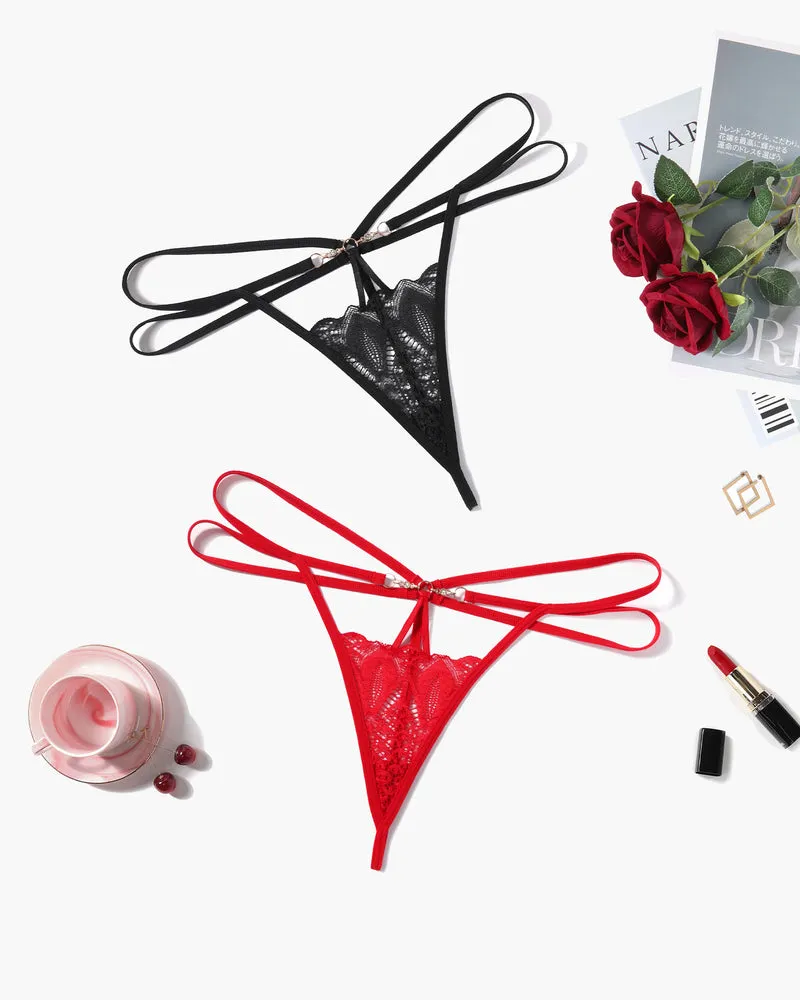 Floral Lace Briefs Hollow Out Thong Panty