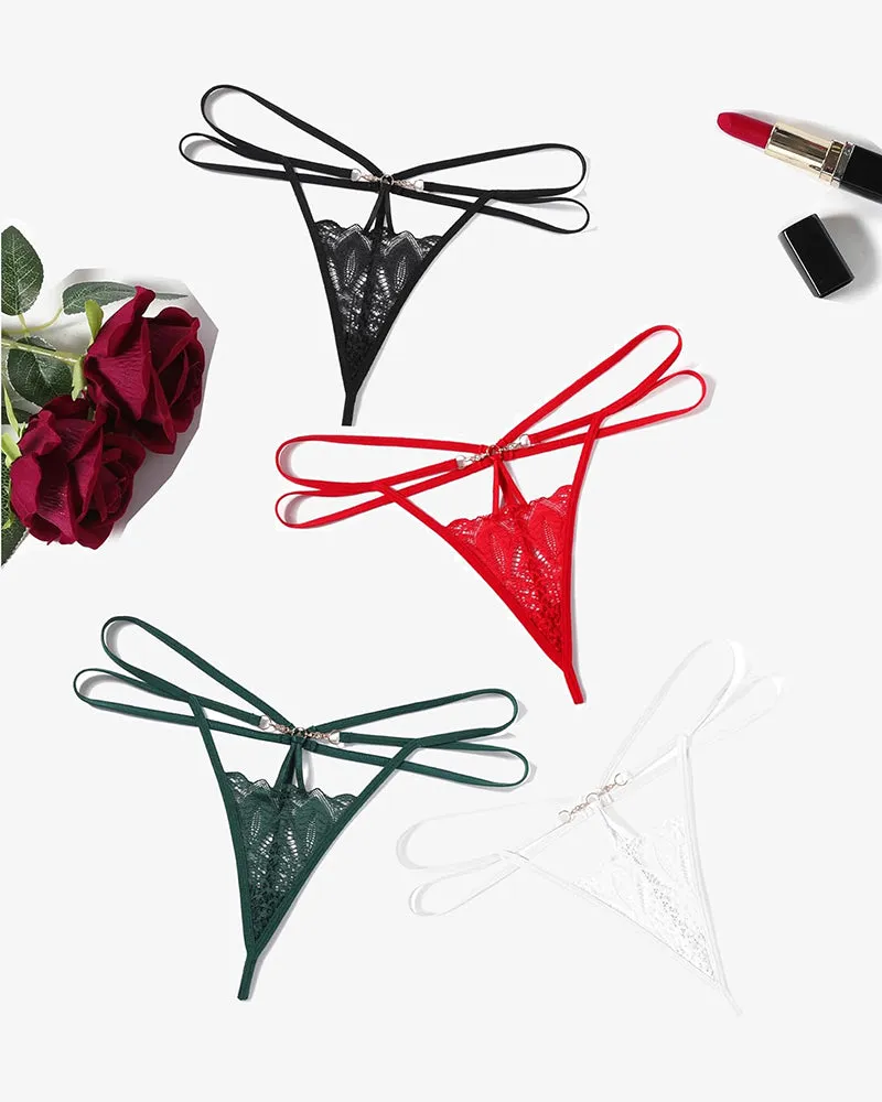 Floral Lace Briefs Hollow Out Thong Panty