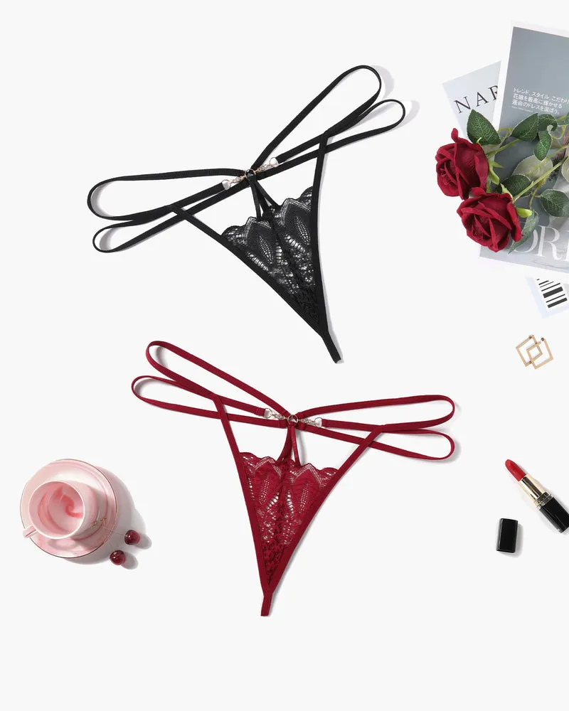 Floral Lace Briefs Hollow Out Thong Panty
