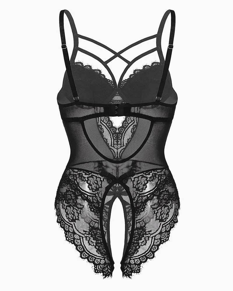 Floral Lace Harness Bodysuit