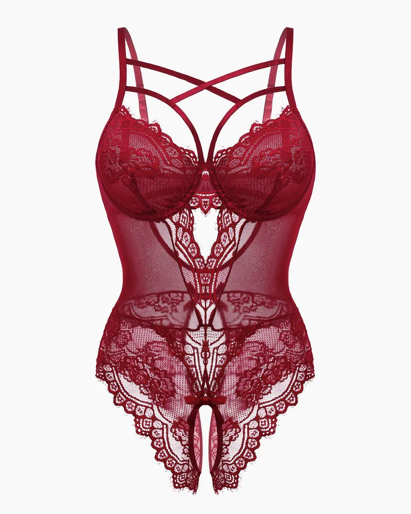 Floral Lace Harness Bodysuit