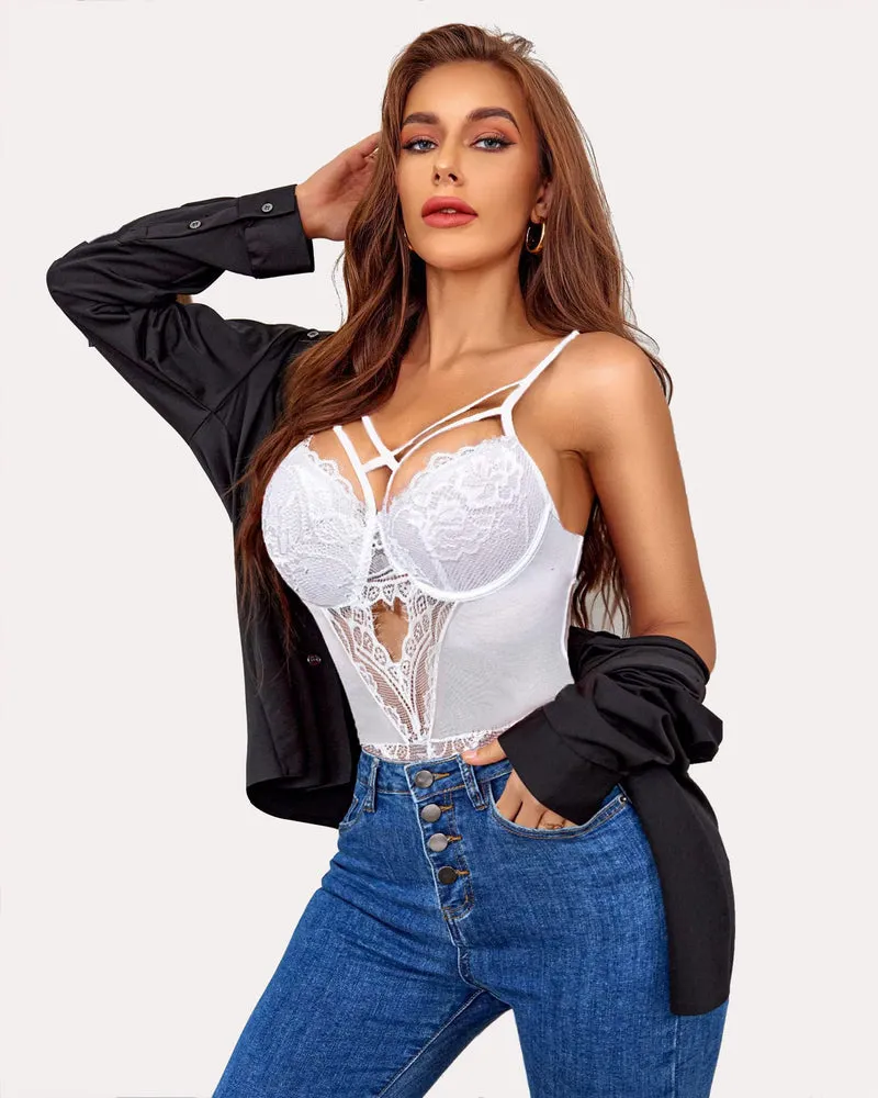 Floral Lace Harness Bodysuit