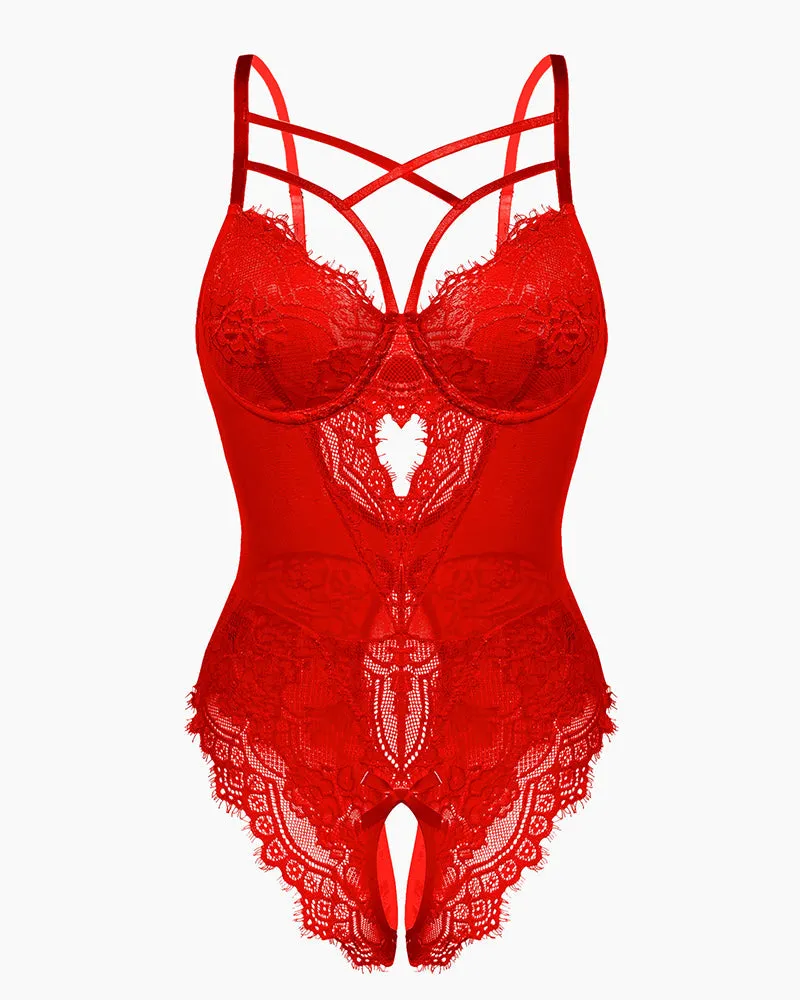 Floral Lace Harness Bodysuit