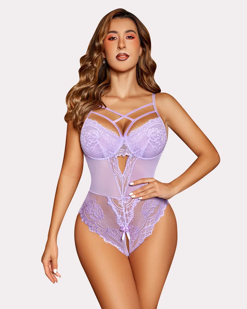 Floral Lace Harness Bodysuit
