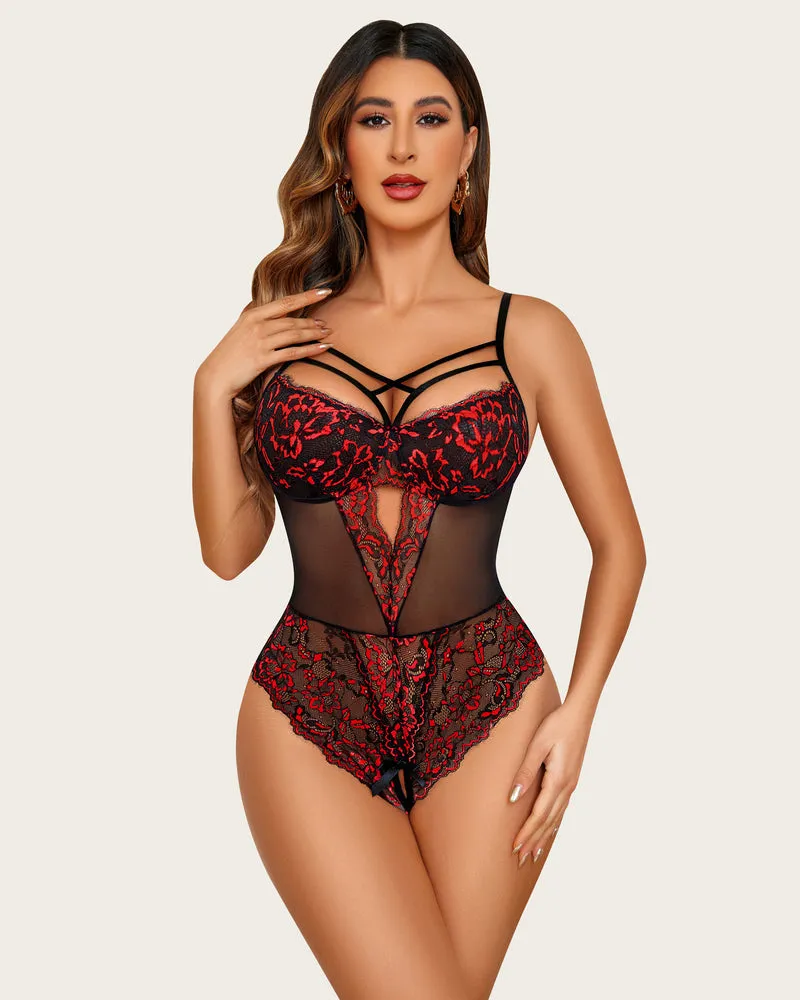Floral Lace Harness Bodysuit